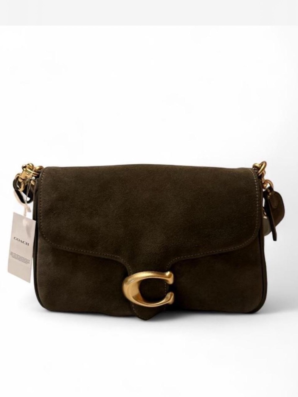 Coach Olive Green Suede Soft Tabby Shoulder Bag